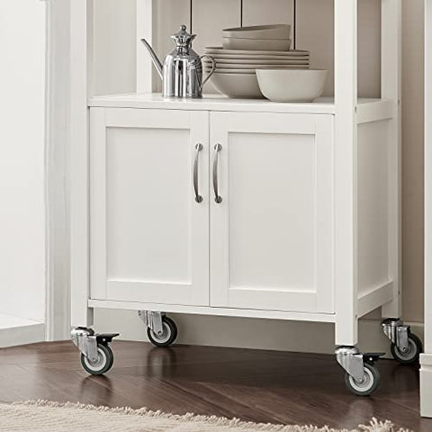 Rootz Kitchen Trolley Cart Storage Trolley Serving Trolley Kitchen Cabinet with Rubber Wood Worktop