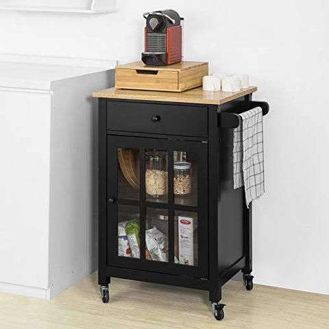 Rootz Kitchen Storage Trolley Serving Trolley with Rubber Wood Work top