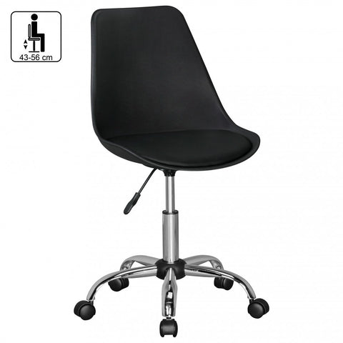 Rootz Swivel Chair - Black Faux Leather - Height Adjustable - Desk Chair with Backrest