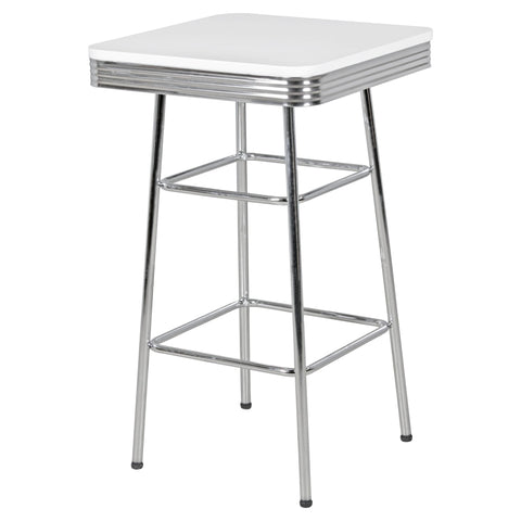 Rootz Square Bar Table - American Diner Style - MDF Wood & Aluminum Design - Retro USA Bistro Party Table - 60 x 60 cm
