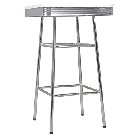 Rootz Square Bar Table - American Diner Style - MDF Wood & Aluminum Design - Retro USA Bistro Party Table - 60 x 60 cm