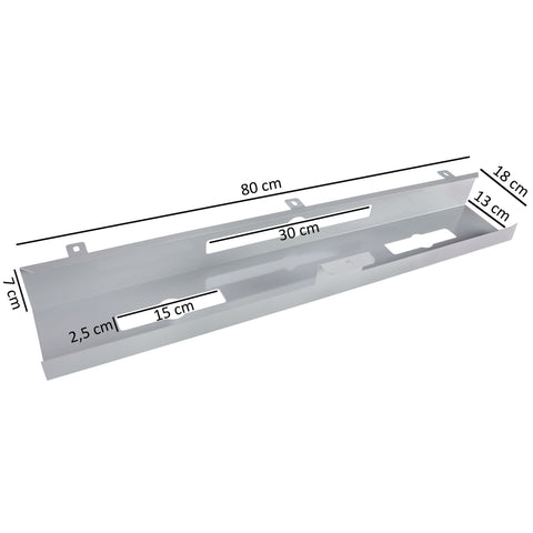 Rootz Cable Duct - Under-Table Cable Guide in Silver - Horizontal Metal Cable Management Tray - 80x7x13 cm