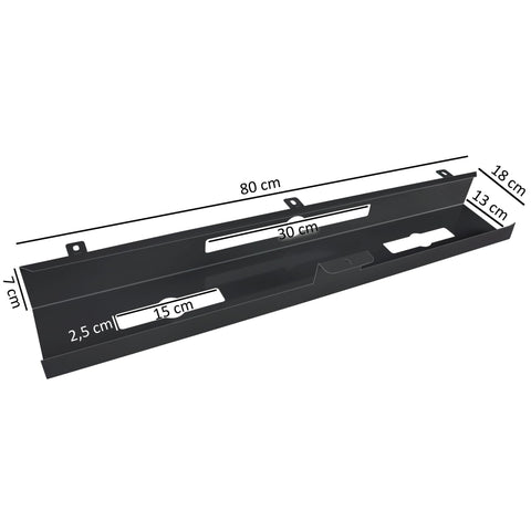 Rootz Cable Duct - Under-Table Cable Guide in Black - Horizontal Metal Cable Management Tray - 80x7x13 cm