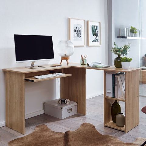 Rootz  Desk - Sonoma Design - Study Room and Home Office Table with Shelf - 140x75.5x120cm
