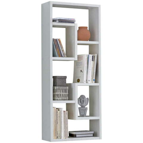 Rootz Wall Shelf - Modern Design Hanging Shelf - Floating Wooden Wall Shelf - Narrow Bookshelf - High Decorative Floating Shelf -  White - 36x90x13.5cm