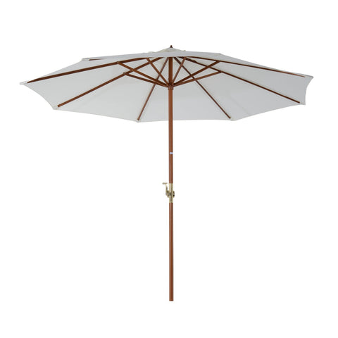 Rootz Parasol - Garden Umbrella - Wood - Market Umbrella - 2.7m Diameter - White - Brown