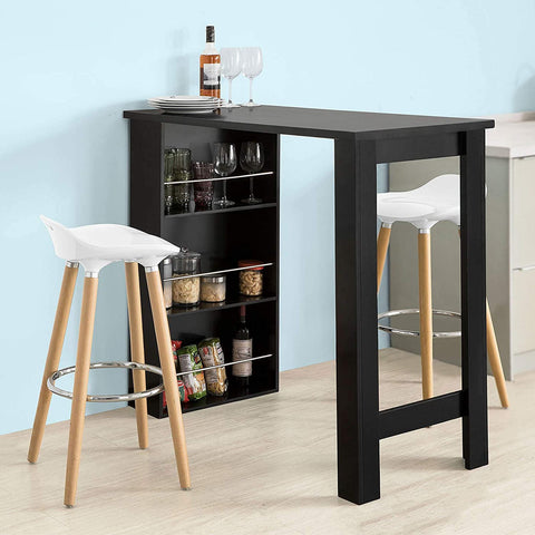 Rootz Kitchen Dining Table - Bar Table Coffee Table with 3 Tier Storage Rack