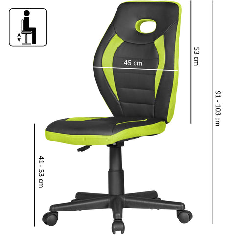 Rootz Children's Desk Chair - Black & Yellow - For Ages 6+ with Backrest - Ergonomic Swivel Chair - Height Adjustable Youth Office Chair - Armless Children's Desk Chair