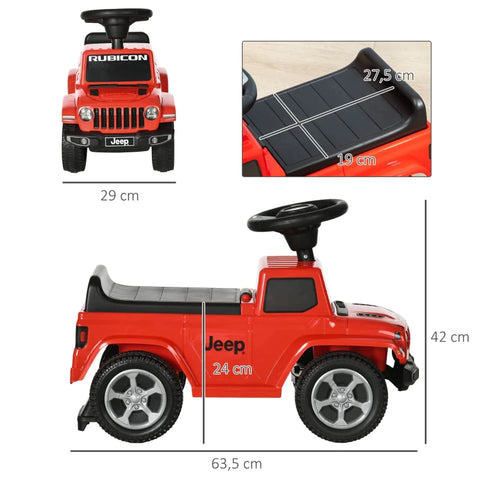 Rootz Ride-on Car - With Horn - Anti-tip Protection - Storage Space - Headlights - Red - 63.5 x 29 x 42 cm