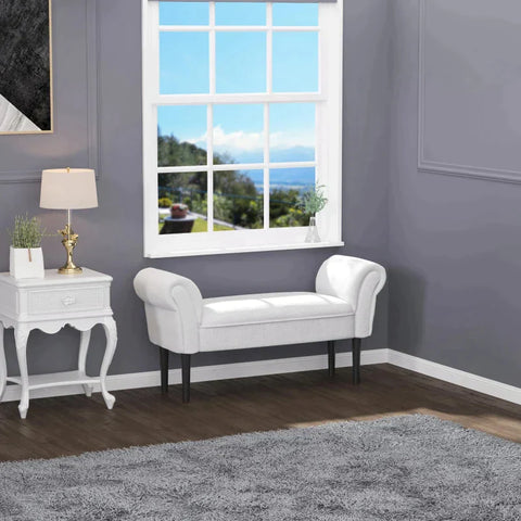 Rootz Bedroom Bench - Bench Seat - Upholstered Bench - MDF Foam - Grey - 102 x 31 x 51 cm
