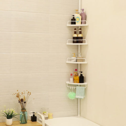 Rootz Shower Shelf - High-quality Materials - Good Space Solution - Simple-practical - Good Stability - Powder-coated Steel - White - 85-305 cm