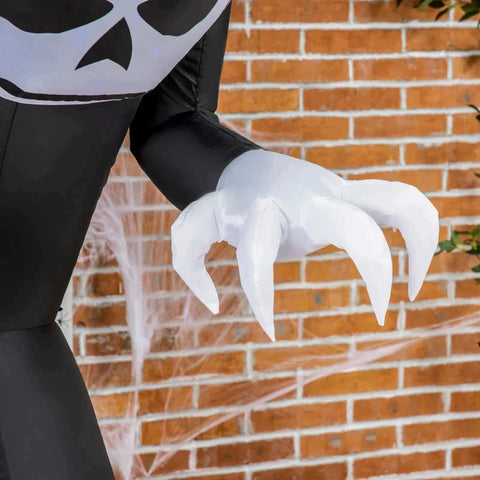 Rootz Halloween Decoration - Ghost With Pumpkin Head Halloween Decoration - Inflatable With Blue Flame Effect - Black - 88 x 79 x 210cm