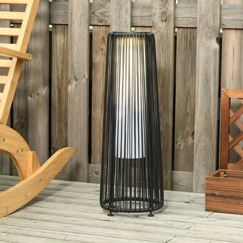 Rootz Garden Light - Outdoor Lamp - Solar Powered - 8 Hours Operation - Rattan Look - Black - 21.5 x 21.5 x 61 cm