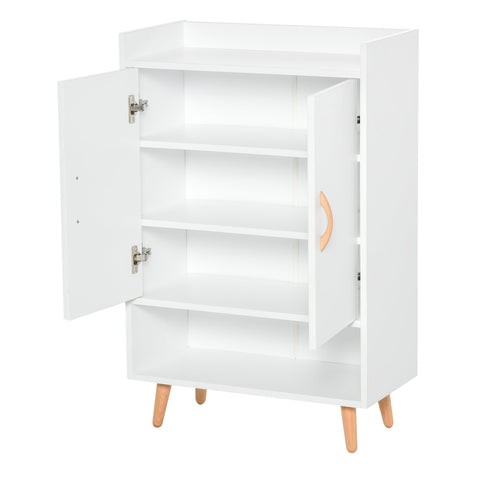 Rootz Shoe cabinet - Doors - Shoe rack - Shelves - Storage compartment - 60 x 30 x 92 - White - Brown