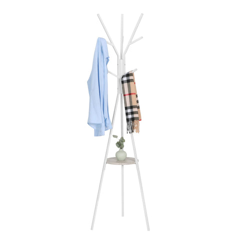 Rootz Coat Rack - Clothes Stand - Hallway Hanger - Apparel Organizer - Garment Holder - Wardrobe Stand - White - 45.5x45.5x180 cm