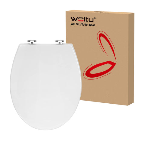 Rootz Toilet Seat - WC Lid - Lavatory Cover - Bathroom Accessory - Loo Top - Restroom Fixture - John Lid - White (WS2586) - 19.2 x 15.8 x 2.7 inches.