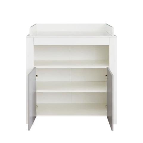 Rootz Baby Changing Unit - Nursery Essential - Infant Furniture - Neutral-toned Baby Dresser - White with Light Gray Accents - 96x103x69 cm
