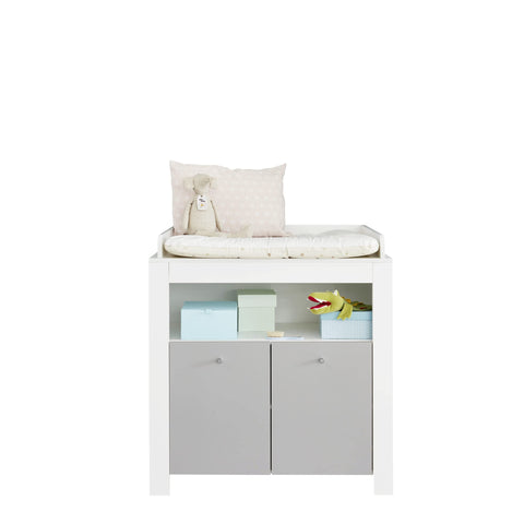 Rootz Baby Changing Unit - Nursery Essential - Infant Furniture - Neutral-toned Baby Dresser - White with Light Gray Accents - 96x103x69 cm