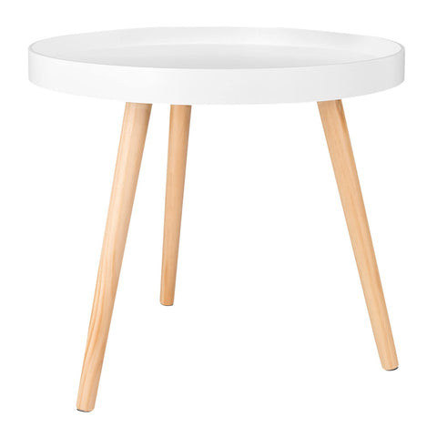 Rootz Side Table - Coffee Stand - Bedside Counter - Living Room Accent - Lounge Stand - End Table - White - 50 x 44cm (ø x H)