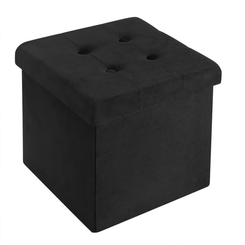 Rootz Cube Stool - Ottoman - Footrest - Pouf - Seating Cube - Storage Box - Bench - Black - 37.5x37.5x38CM