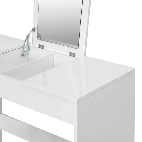 Rootz Vanity Table - Makeup Desk - Cosmetic Station - Beauty Counter - Dresser - Grooming Stand - White - 45 x 76 x 100 cm