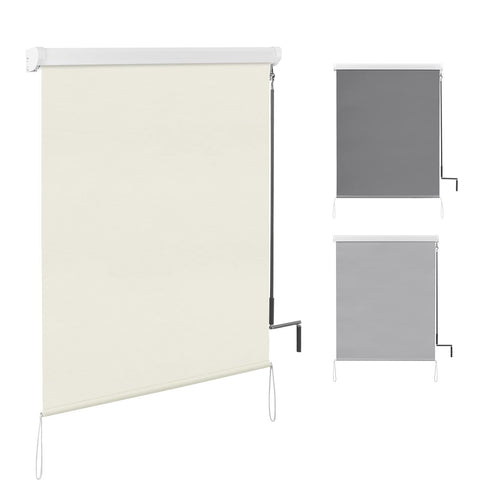 Rootz Vertical Awning - Sunshade - Roller Blind - Sun Blocker - Patio Cover - Privacy Screen - Outdoor Blind - Beige - 57.3x5.1x2.8 inches.