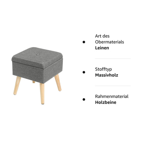 Rootz Sitzhocker - Ottoman - Footstool - Storage Seat - Bench - Footrest - Pouf - Dark Gray - 32x32x36.5CM