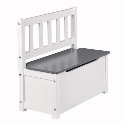 Rootz Children's Storage Bench - Kids' Toy Box - Seating Chest - Playroom Organizer - Furniture Storage - Toy Holder - Gray+white - 58x26x53cm