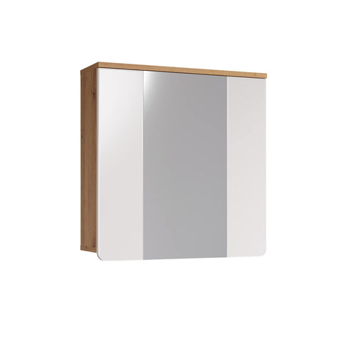 Rootz Bathroom Storage Solution - Cabinet, Organizer, Cupboard, Shelving Unit in White Gloss and Artisan Oak - 60x62x19cm