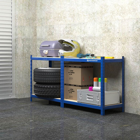 Rootz Storage Rack - Standing Shelf - Metal Shelf - With 5 Adjustable Shelves - Free-Standing Shelving Unit - Steel/Powder Coating/E1 Class MDF - Blue - 160 x 80 x 40 cm