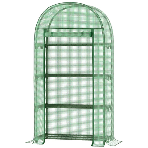 Rootz Greenhouse - Foil Greenhouse - Balcony With 4 Shelves - Tomato House - Plant House - Cold Frame - Metal - Green - 80 x 49 x 160 cm