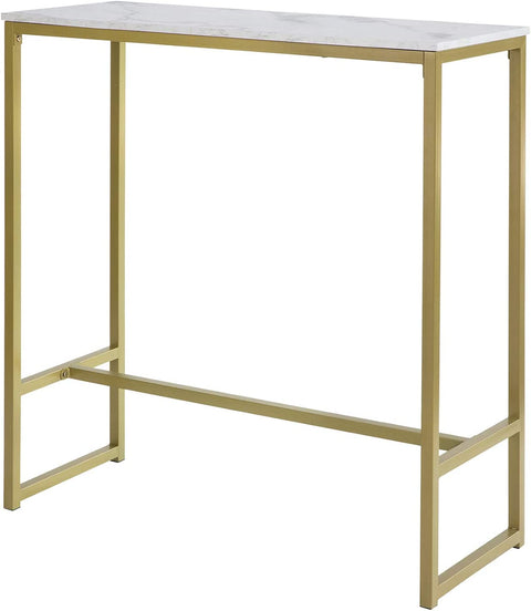 Rootz Kitchen Breakfast Bar Table - Dining Table - Coffee Bar with Golden Metal Frame