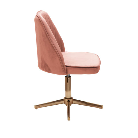 Rootz Swivel Desk Chair with Backrest - Height Adjustable Shell Chair - Rotatable Home Office Chair -  Pink Velvet Design - 120 kg Capacity