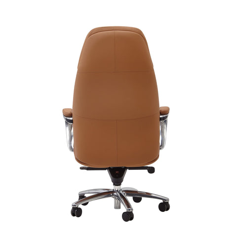 Rootz  Executive Chair - Caramel Leather Designer - Office Chair Cover - Up to 120kg - XXL Design - Height-Adjustable - Ergonomic Swivel Chair with Armrests & High Backrest - Rocker Function