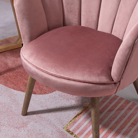 Rootz Dining Room Chair - Kitchen Chair - Armchair With Backrest - Living Room Chair - Polyester - Rubber Wood - Pink - 66 x 66 x 78.5 cm