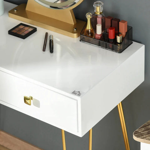Rootz Dressing Table - With Stool And Chair - White - 80 Cm X 40 Cm X 136 Cm