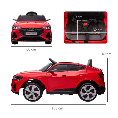 Rootz Children's Electric Car - Up To 5 Km/h - With Seat Belt - Streamlined Design - Remote Control - LED Headlights - Music Function - Red - 108L x 60W x 47H cm