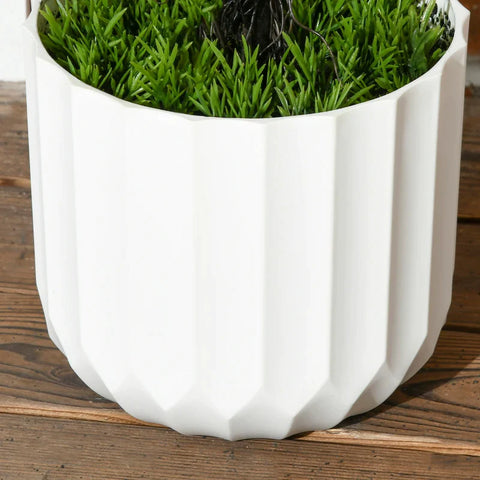 Rootz Set Of 2 Artificial Plants - Including Planter And Artificial Moss - Artificial Cypress - White + Green - 12cm x 12cm x 90cm