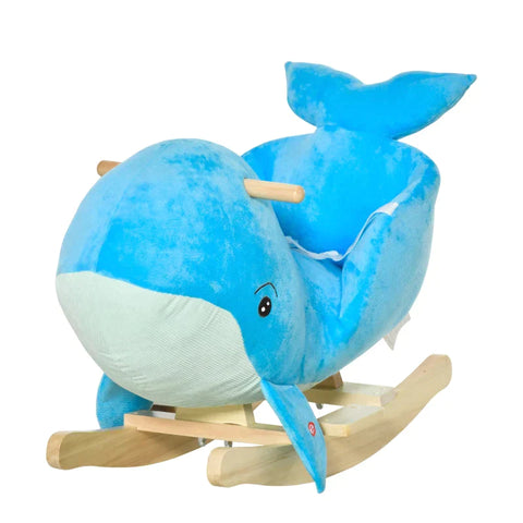 Rootz Rocking Horse - Rocking Animal - Baby Swing Toy - Whale Design - Sound Plush -  Blue - 60 x 33 x 50 cm