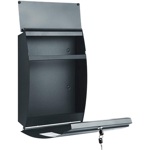 Rootz Letterbox - Wall letterbox - Lockable - Nameplate holder - Keys - Anthracite - 32 x 10 x 45 cm