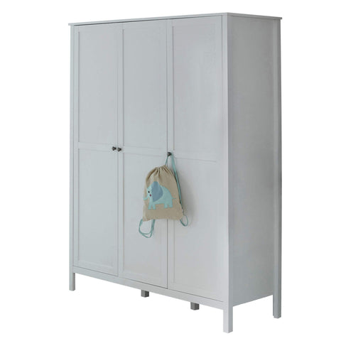 Rootz Baby Room Wardrobe - Storage Cabinet - Clothes Organizer - Nursery Furniture - Child's Closet - Dresser - White - 141 x 192 x 51 cm