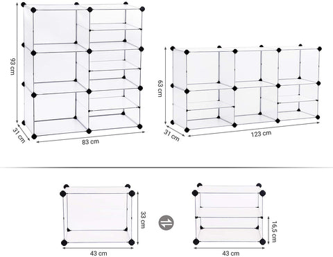 Rootz Storage rack - Shelving system - Shoe rack - Plastic - Boltless - White - 87 x 32 x 96 cm