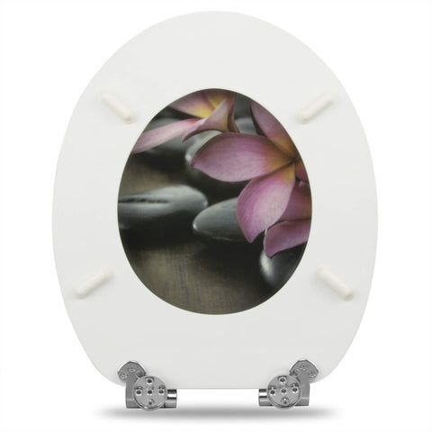 Rootz Toilet Seat - Lavatory Lid - Bathroom Accessory - Commode Cover - Restroom Essential - Throne Top - Loo Seat - Flower Gray - 37.8x43.8cm