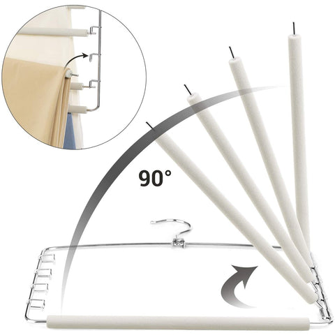 Rootz Pants Hangers - Set Of 3 - 5 Pants - Metal - Anti-Slip - Space Saving - White - 38 x 0.5 x 37 cm (LxWxH)