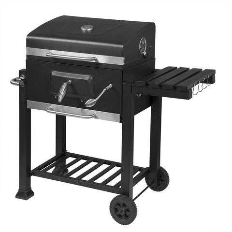 Rootz Holzkohlegrill - Charcoal BBQ - Barbecue Stand - Cooking Grill - Outdoor Griller - Garden Barbecue - Portable Cooker - Black - 113x45.5x100cm