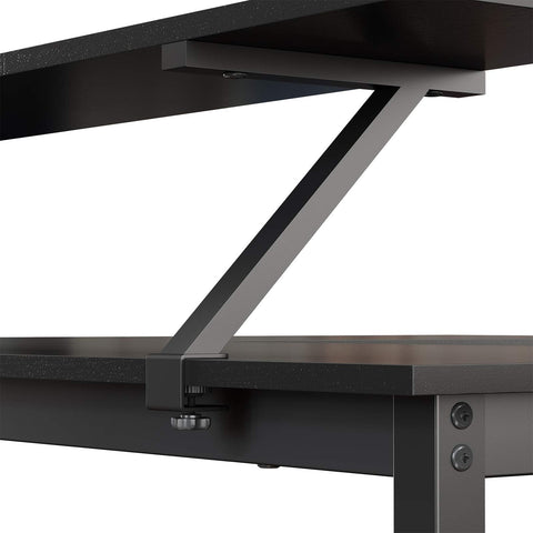 Rootz Corner Desk - L-Shaped Computer Desk with Movable Monitor Attachment - Desks- Home Office, Gaming - Black
