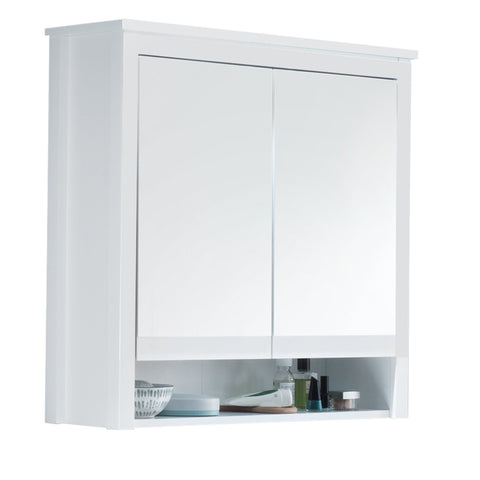 Rootz Bathroom Mirror Cabinet - Wall Storage - Vanity Unit - Organizer - Washroom Cupboard - Reflective Furniture - White Melamine Decor - 81 x 80 x 25 cm