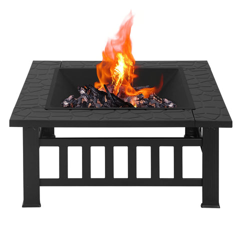 Rootz Fire Bowl - Outdoor Pit - Grilling Station - Ice Cooler - Heating Element - Patio Warmer - Garden Brazier - Black - 28.3x24.2x7.7 inches