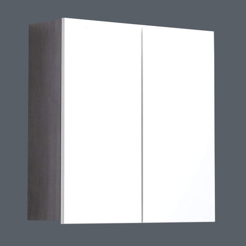 Rootz Bathroom Mirror Cabinet - Vanity Storage - Reflective Unit - Wall Organizer - Bathroom Fixture - Storage Solution - Smoky Silver - 60 x 67 x 18 cm