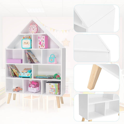 Rootz Children's Bookshelf - Kids' Shelving Unit - Tot's Bookcase - Youth's Storage Rack - Playroom Organizer - Child's Display Shelf - White - 33.9 x 20.9 x 4.3 inches